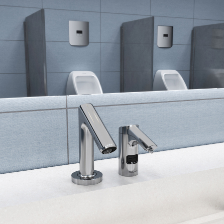 Close up sensor faucet and soap dispenser