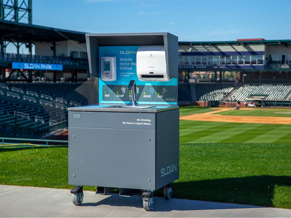 Mobile handwashing station at Sloan Park